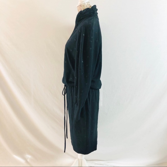 Vintage Chetta B Sherrie Bloom Peter Noviello Black Wool Dress Zip Turtleneck L - Picture 5 of 8